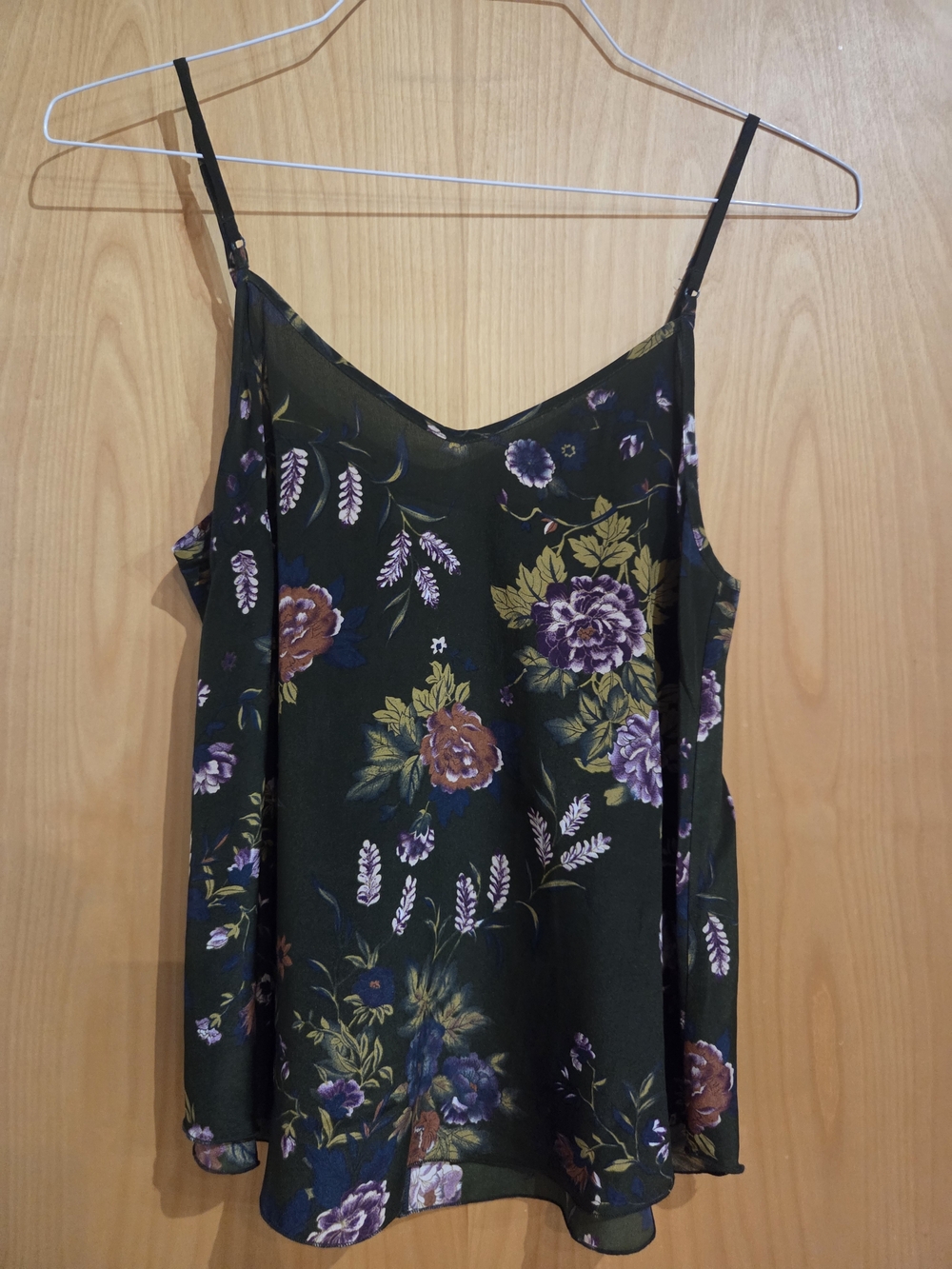 Wilfred Dark Green Floral Silk Camisole